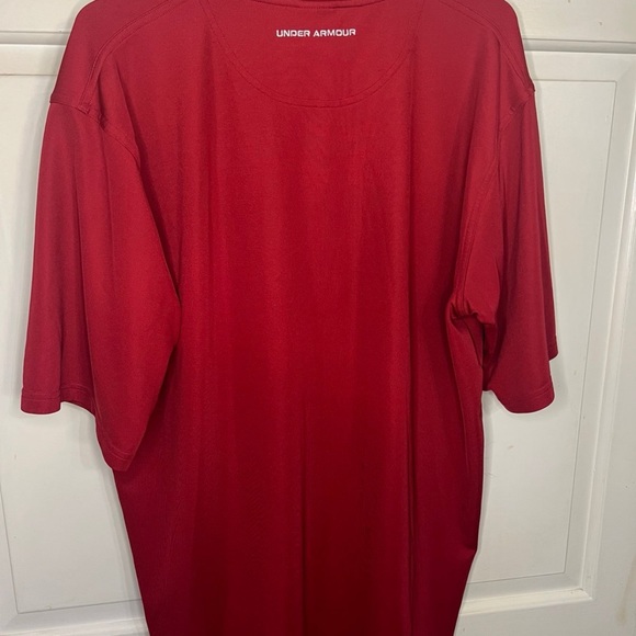 Under Armour Polo Shirt Mens Large Red HeatGear Casual Golf Performance - Picture 4 of 7